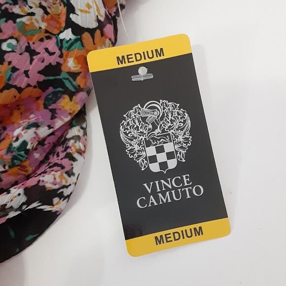 Vince Camuto Floral Tiered Babydoll Dress Fall Colors Mini Dress M Boho NWT - Picture 12 of 16